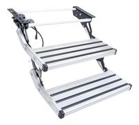 DUXMM Manual RV Step with LED Light,Foldable Aluminum Alloy Camper Steps,Thickened Steel Plate Trailer Steps, Non-Slip Design,Ideal for RV, Trailer, Camper 2-Step+LED