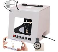 DUXMM Mini Photo Studio Softbox,Smart Photography Turntable 20/30cm,Electric Turntable Gold and Silver Jewelry Photo Light Box,with 4 LED Lights +5 color plates,for Jewelry, Small Items TB200