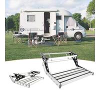 DUXMM RV Steps,Manual Retractable RV Stairs,with LED Light, Ladder, Telescopic Anti Skid,400 LBS Load Capacity,for Camping Travel Trailers 1-Step+LED