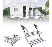 DUXMM RV Steps,Manual Retractable RV Stairs,with LED Light, Ladder, Telescopic Anti Skid,400 LBS Load Capacity,for Camping Travel Trailers 2-Step+LED