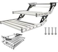 DUXMM RV Steps,Manual RV Step,Manual Aluminum Alloy Folding Single Step,for Motorhomes, Campers, Caravans,RV Stairs,440 LBS Load Capacity 2-Step+LED