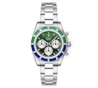 DUXOT Men's 40mm Accelero Rainbow Chronograph Pearl Green Watch with Solid Stainless Steel Bracelet DX-2064-88