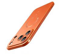 Duxsmei Magnetic for iPhone 17 Pro Max Case Compatible with MagSafe,Camera Lens Protector,Camera Button,Slim Shockproof Bumper Soft Silicone Metallic Luster Phone Cover for iPhone 17 Pro Max (Orange)