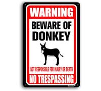 Duxverde 8"x12" Aluminum Sign, Warning Beware of Donkey Sign, Donkey May Bite Signs, Donkey Decorations Gift, No Trespassing Metal Sign for Indoor or Outdoor use