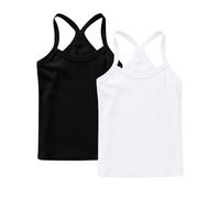 duxyoz 2 Pack Girls Cotton Vest Solid Underwear Kids Toddler Baby Sleeveless Tank Top Raceback Gym Vest Plain Casual Summer Spaghetti Camisole Undershirt Soft Sleeveless T-Shirts 0-13 Years