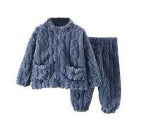 duxyoz 2 Piece Boys Girls Winter Fleece Pajamas Set Thermal Winter Outfit Soft Fluffy Fuzzy Loungewear Long Sleeve Zip Up Sweatshirt Tops With Bottom For Kids Toddler Baby Sleepwear 1-2 Years