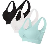 duxyoz 3 Pack Sports Bras Women Women's Seamless Everyday Bra High Support Wire Free Minimiser Bras Ladies Non Wired No Buckle Breathable Workout Tank Tops with Built in Bra XXL