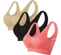 duxyoz 3 Pack Sports Bras Women Women's Seamless Everyday Bra High Support Wire Free Minimiser Bras Ladies Non Wired No Buckle Breathable Workout Tank Tops with Built in Bra Size 22