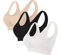 duxyoz 3 Pieces Bras for Women No Underwire Ultimate Comfort Bra Seamless Support Leisure Stretch Crop Tops Solid Plain Activewear Bras Full Cup Bralettes Lightweight Underwear for Daily