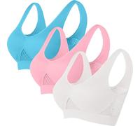 duxyoz 3PCS Women's Sport Bra Non-Wired Bralettes Seamless Underwear Soft Stretch Comfortable Bras for Large Breasts Gym Exercise Yoga Running Athletic Workout Sportswear Bras Size 20