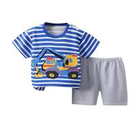 duxyoz Baby Boy'S 2-Piece Set Kids Toddler Summer Short Outfits Comfy Cotton Clothes Set Short Sleeve T Shirts Tops & Shorts Casual Loungewear Sets Cute Fashion Printed 2pcs Outfit 2-3 Years