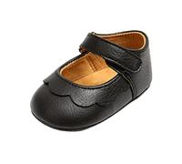 duxyoz Baby Girl Mary Jane Shoes Anti-Slip Comfortable First Walking Shoes Lightweight Soft Sole Round Toe Princess Wedding Dress Flats UK Size 5 A Black