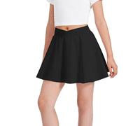 duxyoz Black Girls Tennis Skirts with Pockets High Waist Summer Golf Skirt Cross Elastic Waist Solid Color Athletic Flare Skirts Flowy Butterfly A Line Skater School Skirt Solid Color 9-10 Years