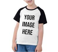 duxyoz Black Kids Custom T Shirt Short Sleeve Personalised T-Shirts Boys Girls Summer Tops Customise Create Your Own Basic Tee Shirts with Any Text and Photo Custom Gift 9-10 Years