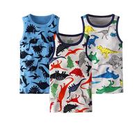 duxyoz Blue 3 Pack Boys Sleeveless Tank Tops Cotton Casual Summer Vest Soft Comfy Lightweight Breathable Undershirt Multipack Kids Cartoon Basic Vests Athletic Tees for School Everyday Wear 6-7 Years