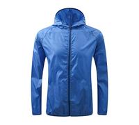 duxyoz Blue Waterproof Raincoat Windbreaker Thin Bicycle Rain Jackets With Hood Solid Color Plain Hoodie Packaway Rain Coats With Hoodie Quick Dry For Outdoor Use L