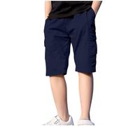 duxyoz Boys Cargo Bermuda Shorts School Uniform Chino Shorts Kids Summer Pull On Elasticated Waist Pants Lightweight Breathable Comfy Sports Trousers Casual Sweat Short with Multi-Pockets 12-13 Years