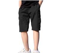 duxyoz Boys Cargo Bermuda Shorts School Uniform Chino Shorts Kids Summer Pull On Elasticated Waist Pants Lightweight Breathable Comfy Sports Trousers Casual Sweat Short with Multi-Pockets 10-11 Years