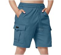 duxyoz Boys Cargo Shorts Kids Drawstring Lightweight Summer Short with Pockets Baggy Loose Casual Sweat Shorts Outdoor Joggers Sweatpants Bermuda Short Straight Leg Running Hiking Pants 5-15 Years