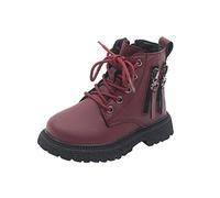 duxyoz Boys Girls Comfy Walking Boots Casual Winter Shoes Non-Slip Lug Sole Breathable School Shoes Lace Up Riding Boots Size 5.5
