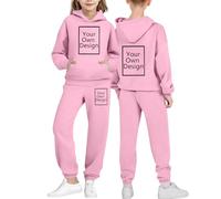 duxyoz Boys Girls Custom Tracksuit Set,Personalised 2 Piece Oversizes Full Sets,Customised Casual Outfit Hoodie Sweatshirts and Loose Sweatpants,Add Your Own Image Photo Text Joggers Set 2-14 Years