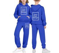 duxyoz Boys Girls Custom Tracksuit Set,Personalised 2 Piece Oversizes Full Sets,Customised Casual Outfit Hoodie Sweatshirts and Loose Sweatpants,Add Your Own Image Photo Text Joggers Set 3-4 Years