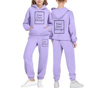 duxyoz Boys Girls Custom Tracksuit Set,Personalised 2 Piece Oversizes Full Sets,Customised Casual Outfit Hoodie Sweatshirts and Loose Sweatpants,Add Your Own Image Photo Text Joggers Set 13-14 Years