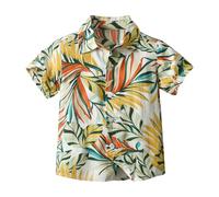 duxyoz Boys Girls Hawaii Shirt Toddler Kids Summer T-Shirt Vacation Holiday Short Sleeve Beach Floral Tops Button Down Hawaiian Shirts Casual Tropical Blouse Cute Dress Shirts Daily Wear 10-11 Years