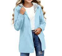 duxyoz Boys Girls Rain Jacket - Waterproof Lightweight Raincoat for Kids,Packable,Water-Resistant,Windproof,Hooded,Long Raincoats Windbreaker Trench Coat 5-16 Years