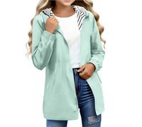 duxyoz Boys Girls Rain Jacket - Waterproof Lightweight Raincoat for Kids,Packable,Water-Resistant,Windproof,Hooded,Long Raincoats Windbreaker Trench Coat Green 13-14 Years