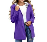 duxyoz Boys Girls Rain Jacket - Waterproof Lightweight Raincoat for Kids,Packable,Water-Resistant,Windproof,Hooded,Long Raincoats Windbreaker Trench Coat Purple 9-10 Years