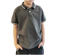 duxyoz Boy's Short Sleeve Polo Shirt School Uniform Summer Casual Cotton Sport Tops Kids Collared Active Performance Golf Shirt Soft Comfortable Button Pique Polos Shirts Loose Blouse 12-13 Years