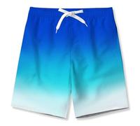 duxyoz Boys Swim Shorts Kids Lightweight Summer Swimming Costume Gradient Color Quick Drying Beach Trunks Boardshorts Sun Protection Drawstring Waist Casual Joggers Shorts Holiday Swimwear 7-8 Years