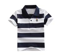 duxyoz Boys Toddler Kids Short Sleeve Polo Shirts Summer Clothe Classic Stripe Printed School Uniform Shirt Casual Moisture Wicking Soft Breathable Cotton Tops Pique Polo Shirts 1-2 Years