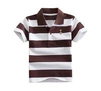 duxyoz Boys Toddler Kids Short Sleeve Polo Shirts Summer Clothe Classic Stripe Printed School Uniform Shirt Casual Moisture Wicking Soft Breathable Cotton Tops Pique Polo Shirts 6-7 Years