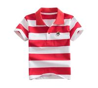 duxyoz Boys Toddler Kids Short Sleeve Polo Shirts Summer Clothe Classic Stripe Printed School Uniform Shirt Casual Moisture Wicking Soft Breathable Cotton Tops Pique Polo Shirts 10-11 Years
