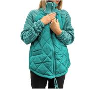 duxyoz Coats For Women Uk Quilted Puffer Jacket Lightweight Stand Collar Long Sleeve Padded Coats Casual Zip Up Warm Outerwear Knit Patchwork Puffy Jacket Solid Color Winter