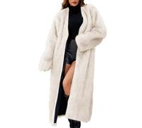duxyoz Faux Fur Coat For Women Thicken Warm Winter Coat Luxury Elegant Furry Jacket Open Front Long Cardigan Jacket Outwear Windproof Shaggy Long Sleeve Fluffycoats Overcoat Solid Color 01 Beige
