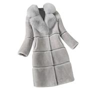 duxyoz Faux Fur Coat Women'S Warm Winter Coat Luxury Elegant Furry Jacket Open Front Long Cardigan Jacket Outwear Fluffy Fuzzy Wedding Party Coats Loose Thermal Plush With Pockets 01 Gray XL