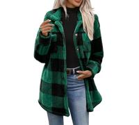 duxyoz Fleece Jackets for Women UK Winter Full Zip Jacket Plaid Fluffy Coat | Fuzzy,Flannel,Long Sleeve,Shacked,Fleece Sweatshirt,Thick,Warm,Loose,Comfy,Longline,Button Down,Tartan Checked Jacket,
