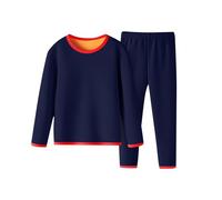 duxyoz Fleece Lined Thermal Underwear Set For Boys Girls Long Johns Base Layer Sets Plush Velvet Thicken Warm Winter 2 Piece Outfit Crewneck Long Sleeve Top With Pjs Bottoms Clothes Set 2-3 Years