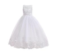 duxyoz Flower Girl Dress Elegant Puffy Tulle First Communion Dresses Girls Bridesmaid Formal Wedding Party Birthday Kids Princess Prom Maxi Ball Gown Wedding Guest Long Dress Photo Shoot 16-17 Years