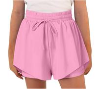 duxyoz Flowy Athletic Shorts for Girls Butterfly Shorts for Kids Teens Preppy Tennis Running Athletic Short with Liner 2-in-1 Double Layer Quick-Drying Comfy Short Pants Summer Clothes 6-7 Years