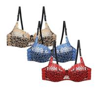 duxyoz Full Coverage Bras for Women Plus Size Deep V Underwire Bras Push Up Sexy Lingerie Beauty Lace Padded Minimiser Bra Spaghetti Strap Bralette Bustier Lift Up Comfort Everyday Bra 5XL