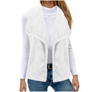 duxyoz Gilet For Womens Fleece Body Warmer Plush Gilet Cardigan Waistcoat Soft Fluffy Sleeveless Jacket Vest Classic Elegant Lapel Lightweight Sherpa Fuzzy Vest Open Front Teddy Coat 01 White