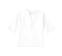 duxyoz Girl Boy Cotton Linen Shirt Short Sleeve Button Up Blouse Pullover Summer Solid Crewneck Shirts Kids Casual Basic Henley Shirt with Pocket Breathable School Dress Shirts Uniform 11-12 Years