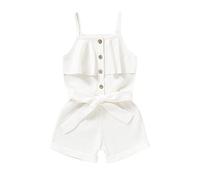 duxyoz Girl Summer Rompers Sleeveless Short Jumpsuit Cotton Clothes Spaghetti Strap One Piece Romper Suspender Casual Overalls Onesie Summer Shorts for Holiday Vacation Going Out Outfit 6-7 Years