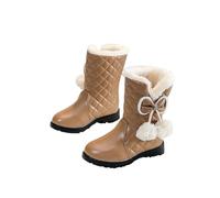 duxyoz Girls Ankle Boots - Fleece Lined Warm Winter Snow Boots,Thick Princess Short Boot,Waterproof Faux Fur Fuzzy Lined Snow Shoes Size 27