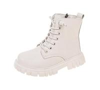 duxyoz Girls' Boots Outdoor Ankle Boot - Lace Up,Low Heels,Pu Leather,Anti-Slip,Casual Combat Shoes Hiking Footwear UK Size 12