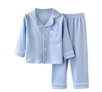 duxyoz Girls Boys Pyjamas Set Button Down Long Sleeve Sleepwear Nightwear Kids 2 Pieces Clothes Set Cotton Loungewear Children 2pcs Pjs Sets Lounge Casual Outfit Soft Comfortable Homewear 11-12 Years